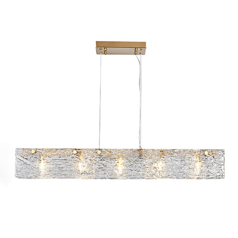 5 Light Island Lighting Modern Style Rectangular Shape Glass Hanging Light Fixtures
