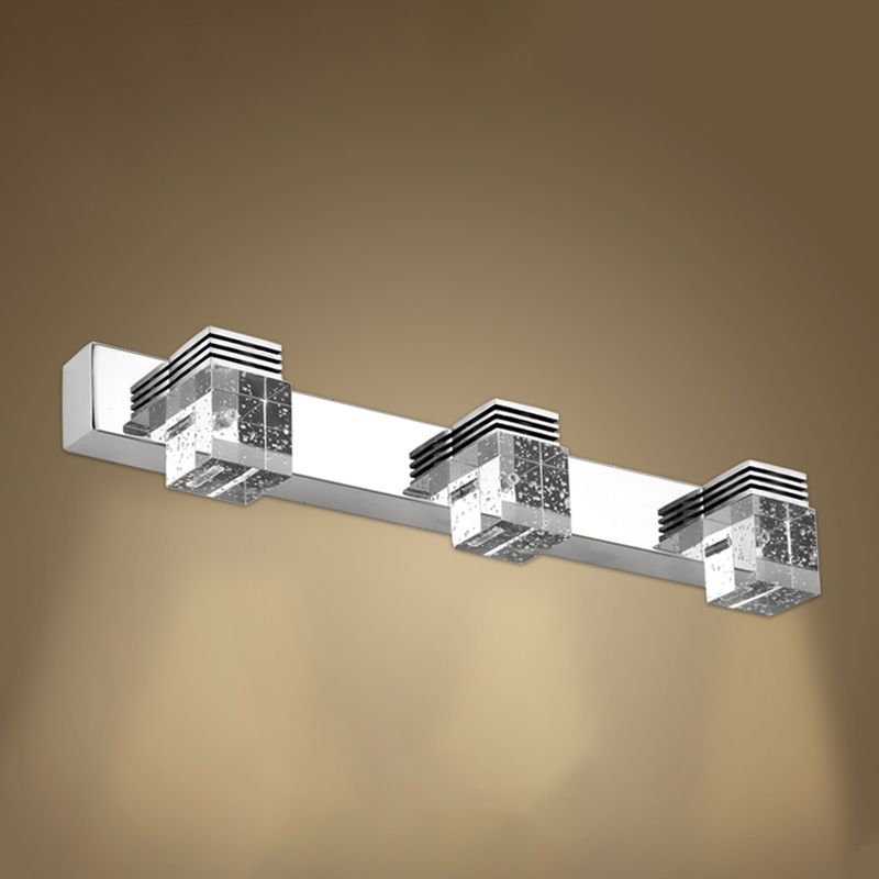 Modern Style Square Wall Mounted Lamps Crystal Multi Lights Led Vanity Light Bar