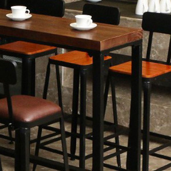 1/6/11 Pieces Pine Wood Top Bar Set with Metal Frame Industrial Rectangle Pub Set