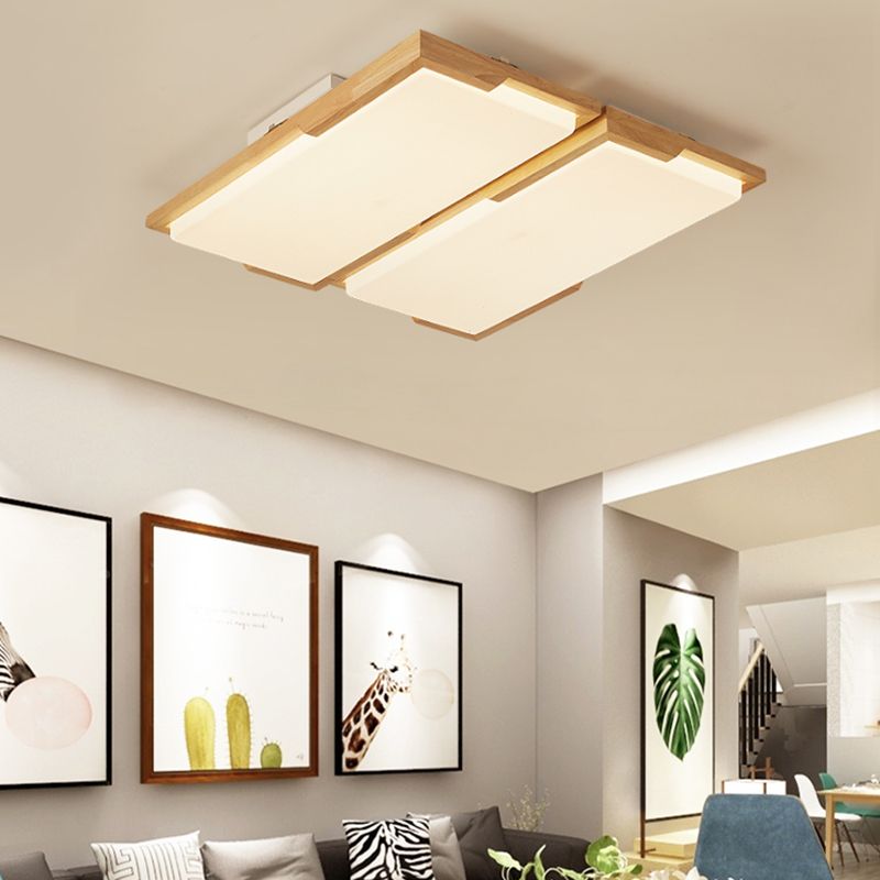 Plafonnier LED moderne en bois, luminaire de plafond encastré pour le salon