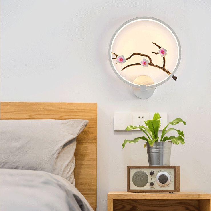 Moderne Stil runde Wandmontage Lampe Metall 1 Lichtwandbeleuchtung für Wohnzimmer