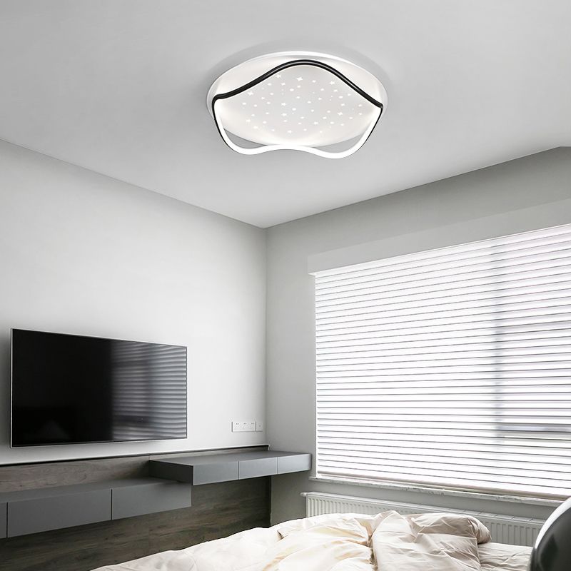 Plafonnier de forme ronde moderne en fer à 2 lumières, montage encastré pour chambre à coucher