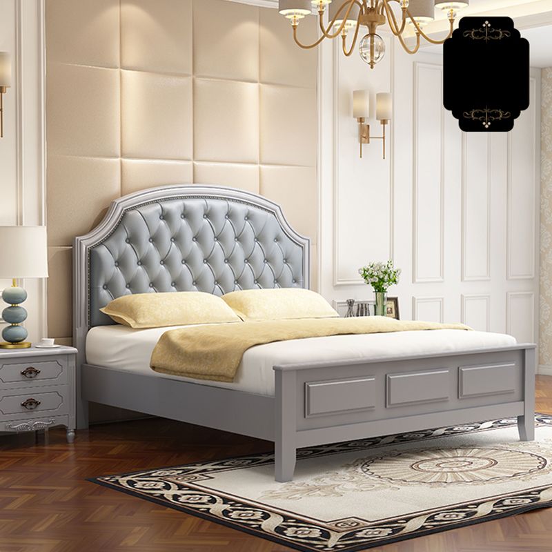 Traditional Scooped Panel Headboard Standard Bed with Button-tufted