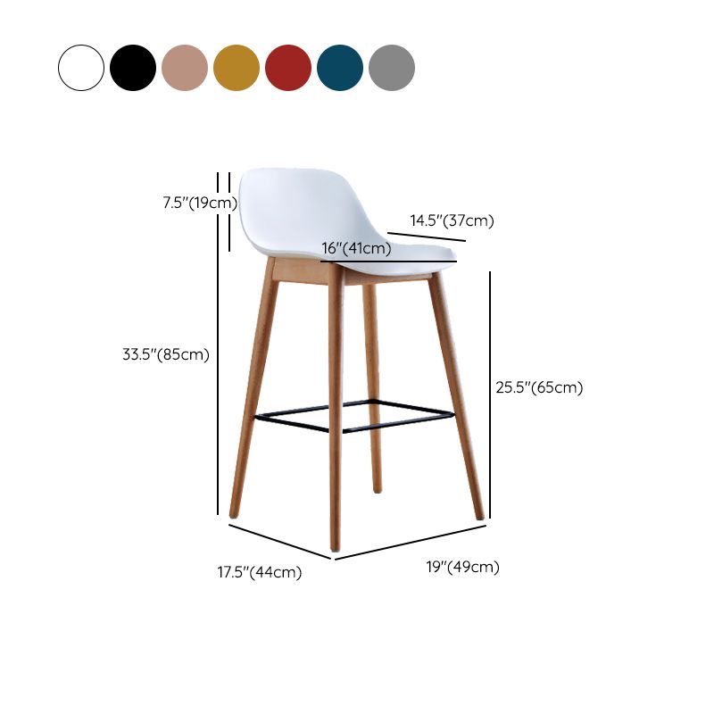 Contemporary Acrylic Backrest Counter High Stool with Wooden Base