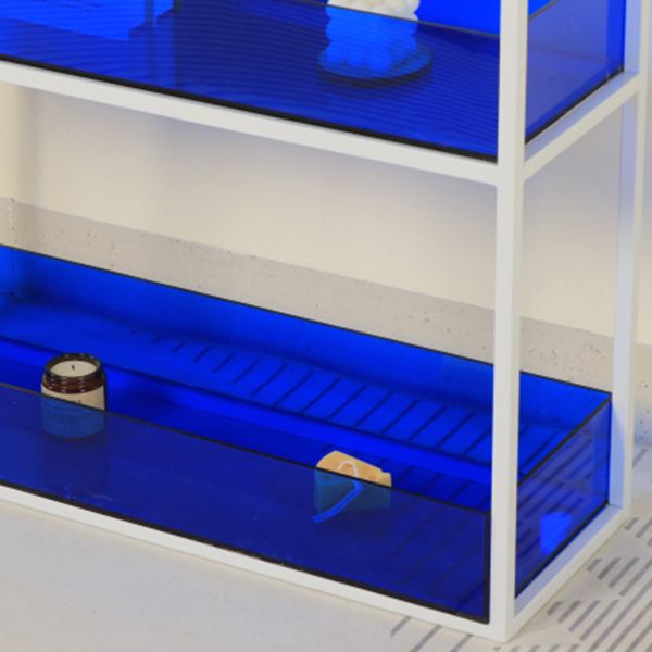 Open Scandinavian Etagere Bookshelf with White Iron Frame Acrylic Shelf