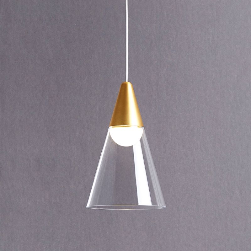 Gold Tapered Hanging Pendant Lamp Postmodern 1 Bulb Smoke Gray Glass Ceiling Light