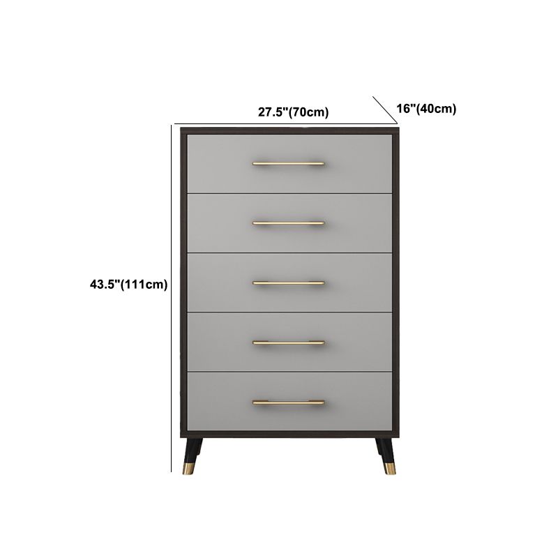 Classic Glam Wood Storage Chest Dresser Bedroom Gray Dresser