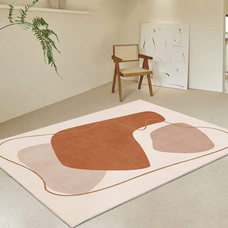Apricot Tone Nordic Area Rug Polyester Abstract Print Carpet Stain Resistant Rug for Home Decoration