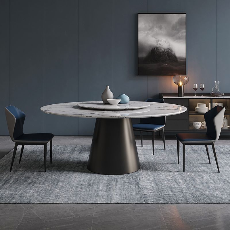 Contemporary Stone Round Dining Set 1/4/7/11 Pieces Turntable Dining Furniture for Home