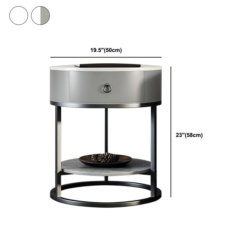 1-Drawer Shelf Included Stone Side Table - 19.69" W x 19.69" D x 22.83" H