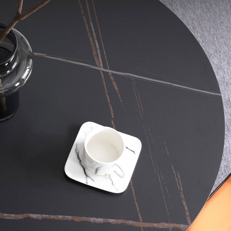 Modern Style Sintered Stone Dining Room Set Black Round Table Formal Dining Table Furniture