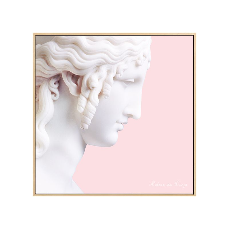Nordic Plaster Sculpture Canvas Art White Dining Room Wall Decor on Pink, Optional Sizes