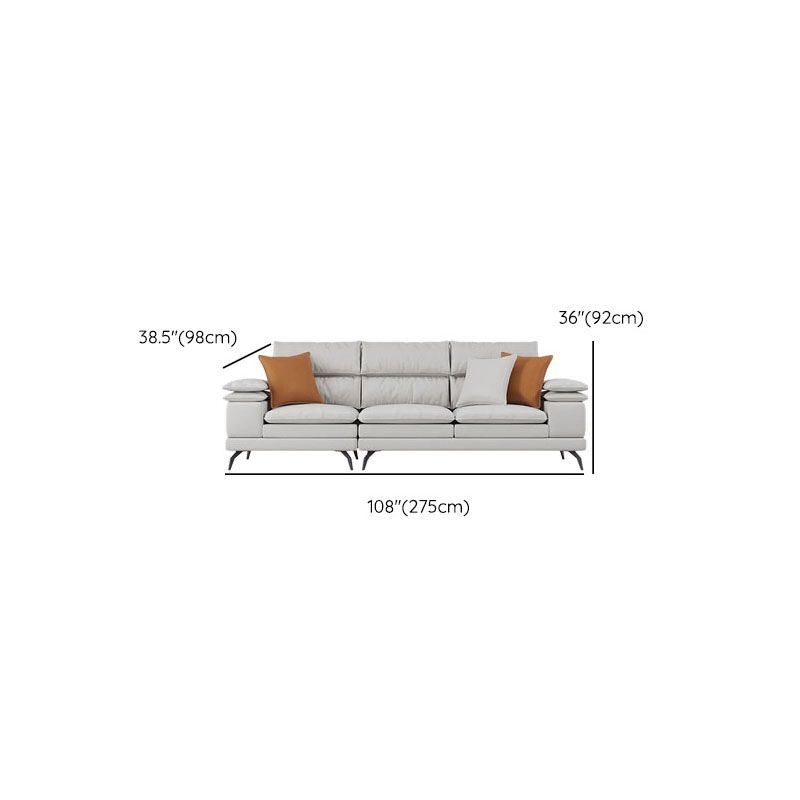 36"H Contemporary Sectional Sofa Leather Cream Down Cushion Sectional