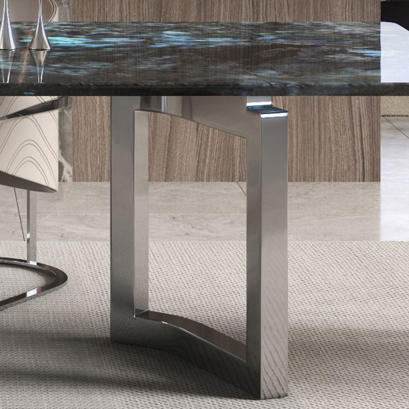 1/4/7 Pieces Rectangle Stone Top Stainless Steel Base Dining Set for Home
