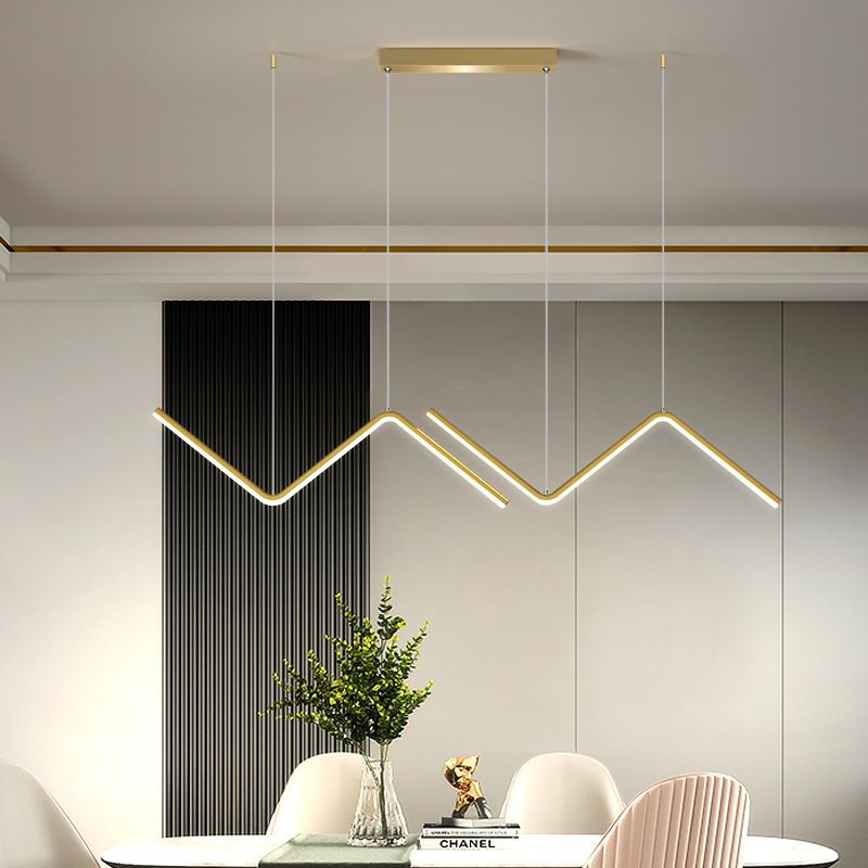 Minimalist Z Shaped Hanging Pendant Light Aluminum Restaurant LED Suspension Light Fixture