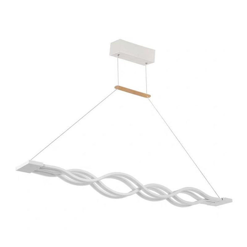 Simple Waving Hanging Island Light Metal LED Dining Room Island Ceiling Light
