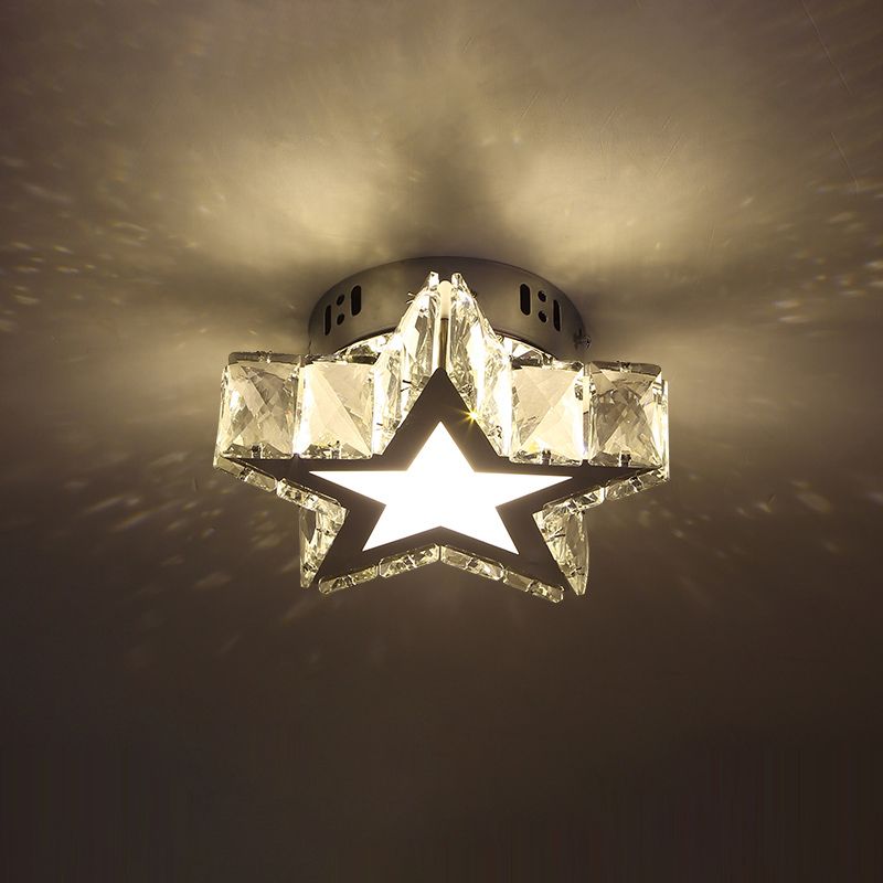 Modern Style Star Flush Mount Lighting Crystal Corridoio LED Flush Soffione Luce Fissaggio in Stainless - Acciaio