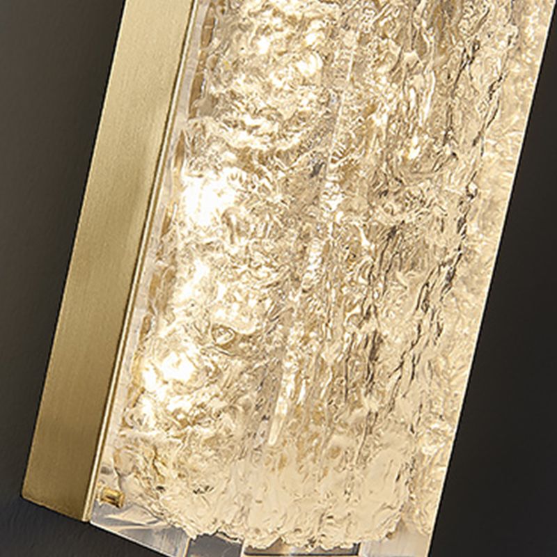 Modern Style Brass Wall Light Cuboid Shape Wall Sconce for Living Room