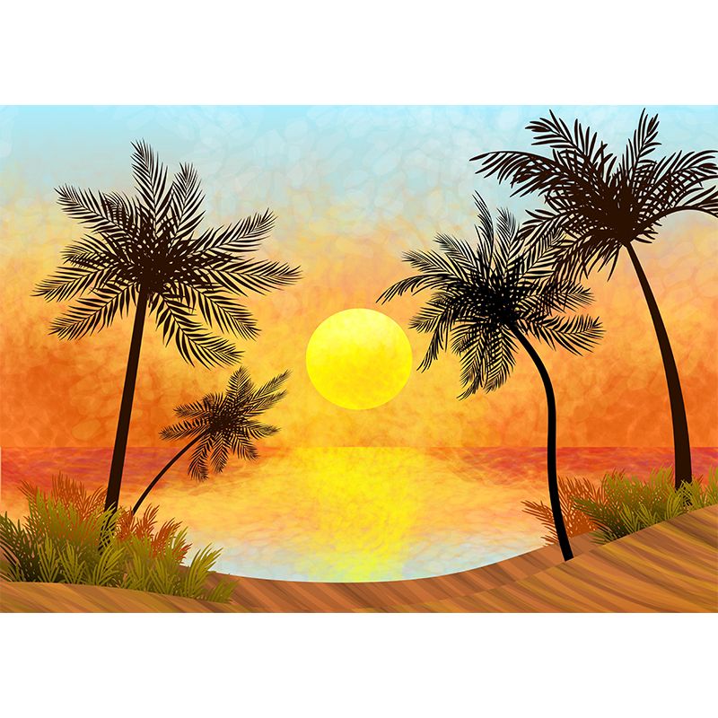 Tropical Plants Mildew Resistant Mural Decorative Wall Art for Decoration