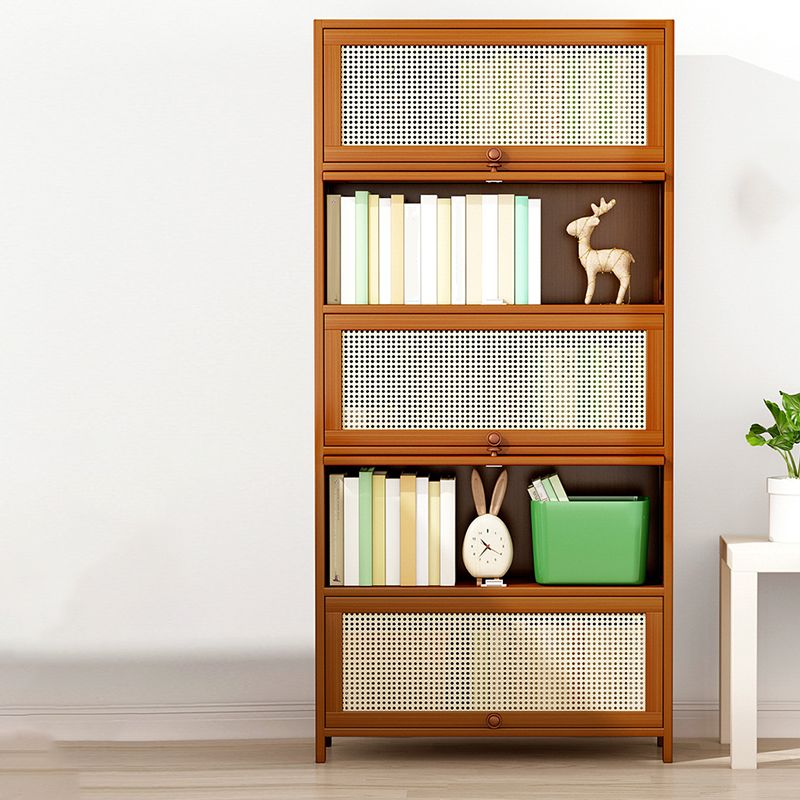 Bamboo Contemporary Bookshelf Standard Bookcase with Cabinets