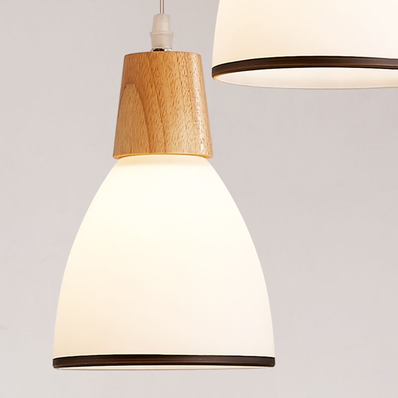 Kegelvormige eetkamer hanglampje lichtkit houten moderne stijl hangend plafondlicht in wit