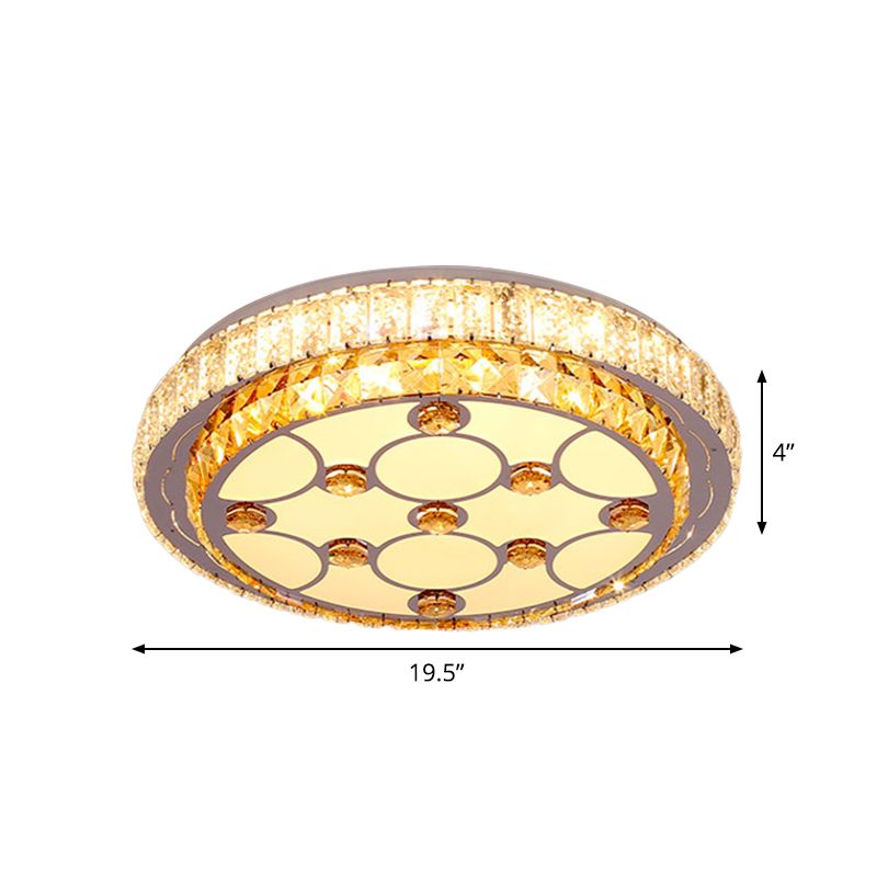 Lámpara LED de montaje en techo para dormitorio, lámpara empotrada cromada Simple con pantalla de cristal biselada circular