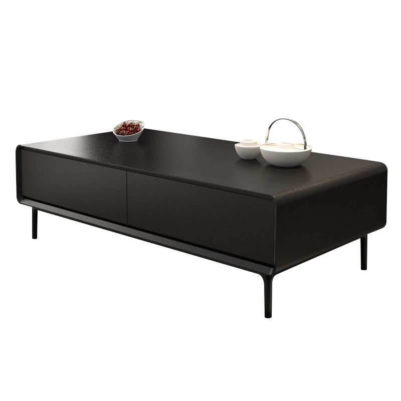 Rectangular Metal 4 Legs Base Design Wooden Table with Drawer Coffee Table