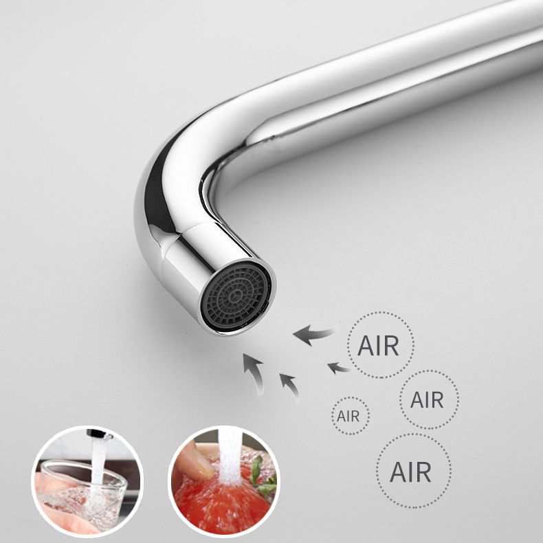 Modern Bridge Faucet Stainless Steel with Handles and Supply Lines Kitchen Sink Faucet