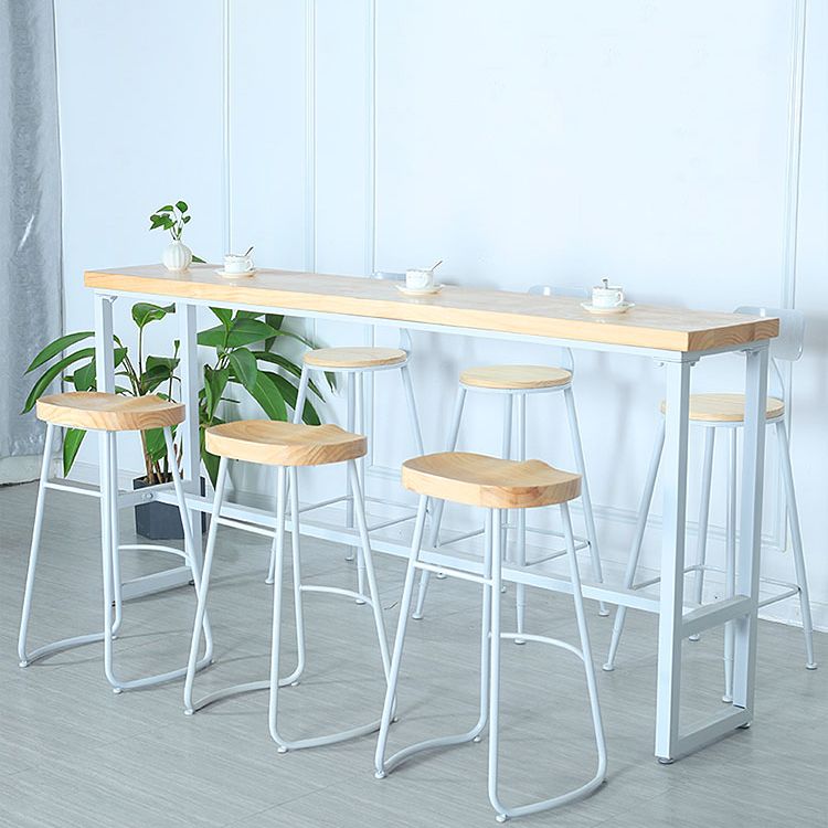 Table de barre rectangle moderne table de hauteur de barre en bois avec base de fer en blanc, seule table