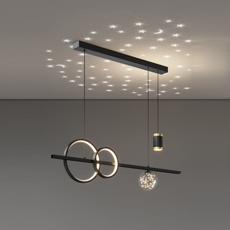 Modern Romantic Starry Island Lamp Clear Glass Dining Room LED Suspension Light