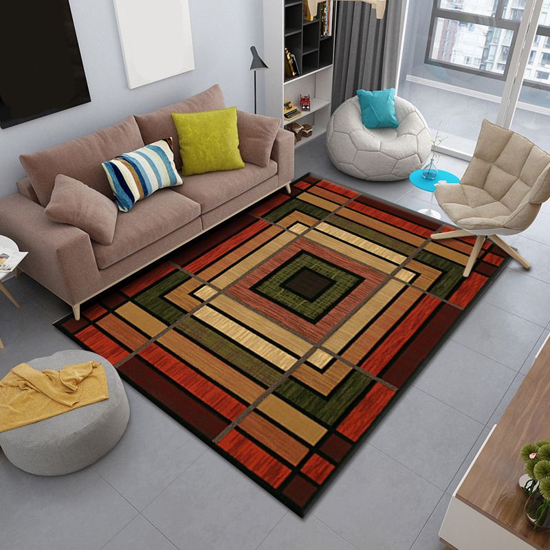 Modern Rug Geometric Design Carpet Polyester Non-Slip Backing Indoor Rug for Living Room