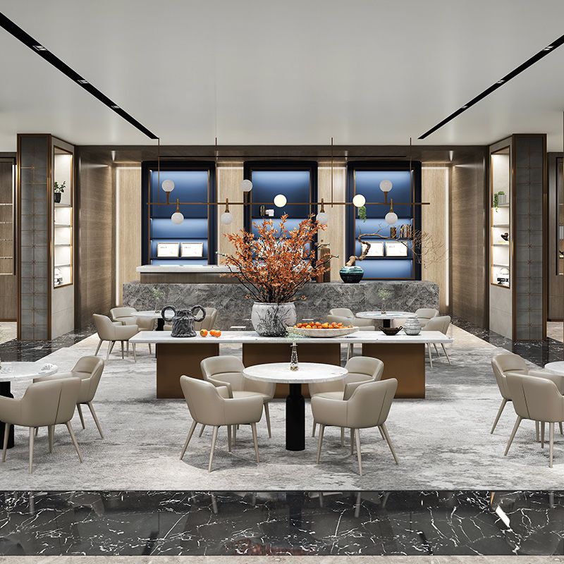 Contemporary Faux Leather Arm Dining and Accent Chairs in Gray