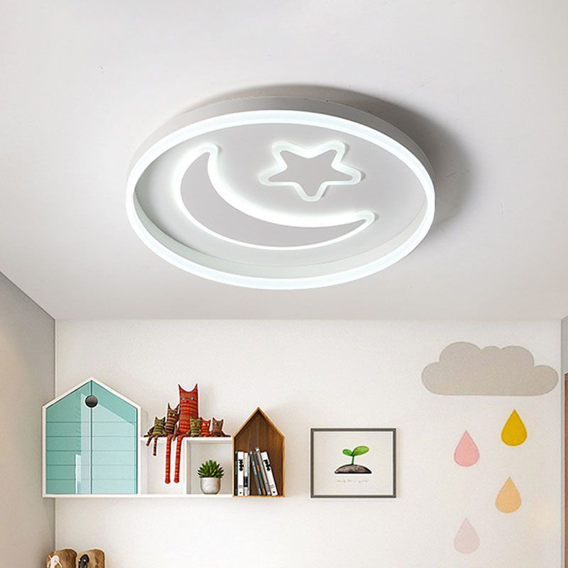 Éclairage LED encastré pour chambre à coucher, luminaire encastré blanc/rose/bleu pour enfants avec abat-jour en acrylique lune et étoile