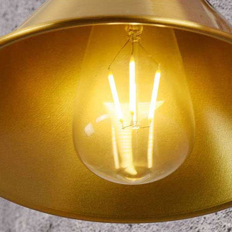 Industrial Style Cone Shape Wall Sconce Metal 1 Light Sconces in Gold