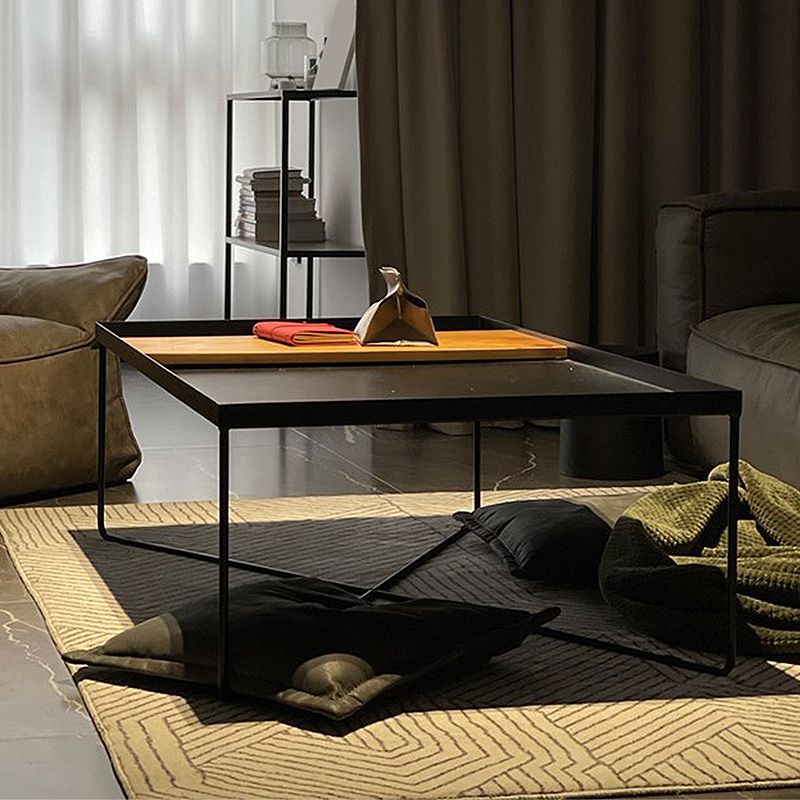 Modern Style Cross Table Base Wrought Iron Black Square & Rectangular Coffee Table