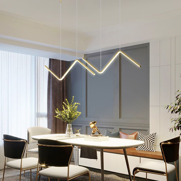 Polyline Island Chandelier Lights Simplicity Aluminum Chandelier Lighting Fixtures for Dining Table
