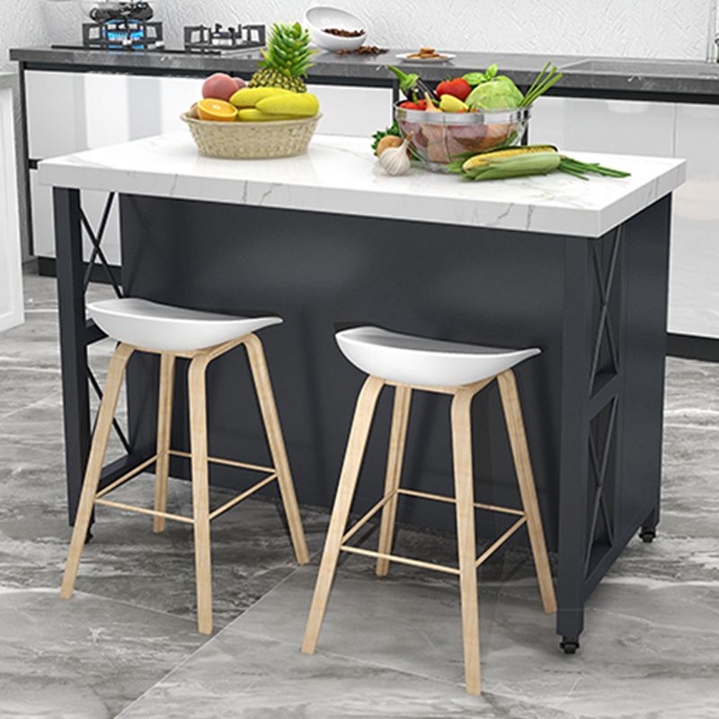 Modern Kitchen Island Table Dining Room Prep Table with Storage Cabinet