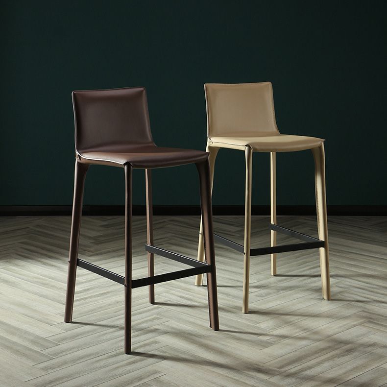 Modern Style Bar-stool Leather Counter Bar Stool with Metal Legs for Kitchen