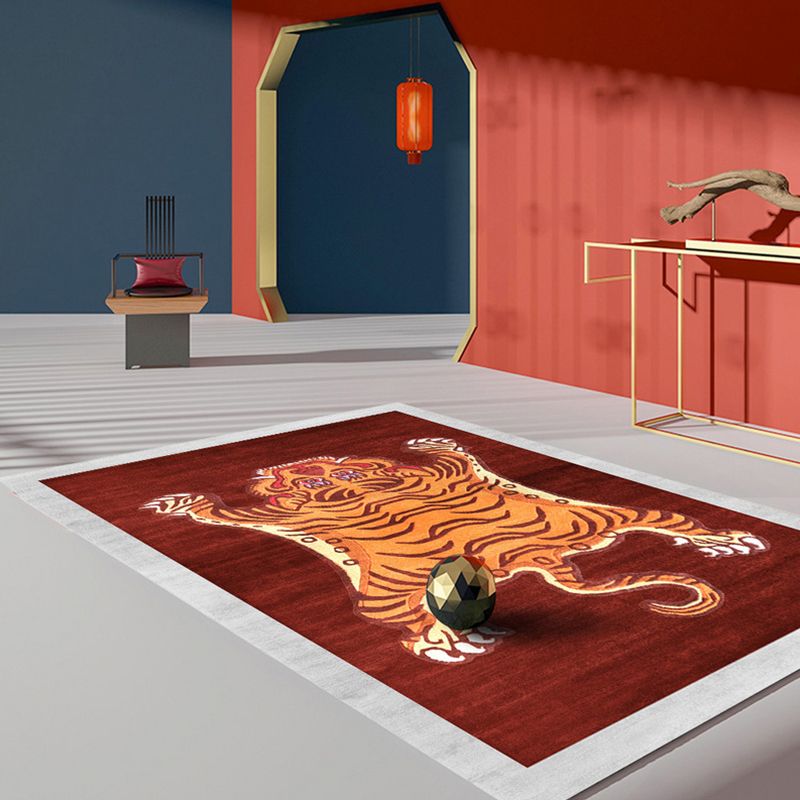 Stylish Area Carpet Vintage Tiger Pattern Area Rug Polyester Anti-Slip Carpet for Home Decor