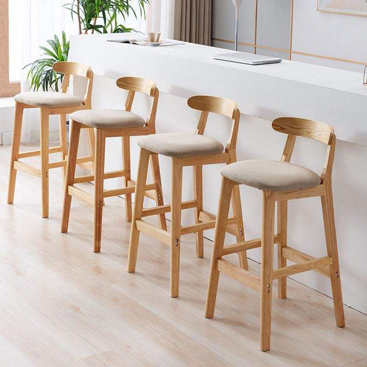 Solid Wood Armless Bar Chair Modern Low Back Bar Stool with Wooden Legs
