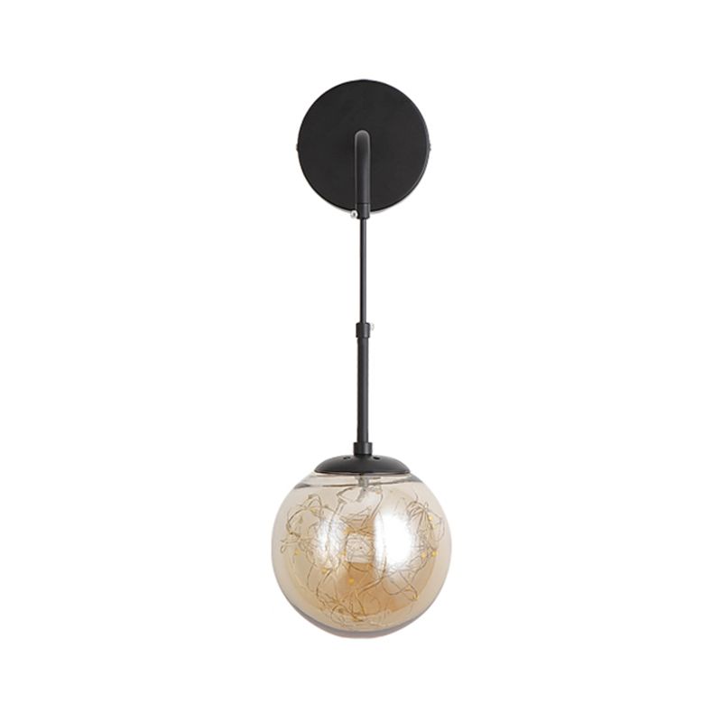 Modern Luxury Globe Wall Sconce 1-Light Wrought Iron LED Wall Light for Living Room