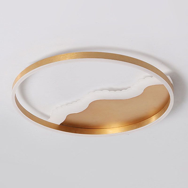 Splicing Circle Flush Mount Lighting Minimalist Metal Gold LED Flush Mount Fixture for Bedroom