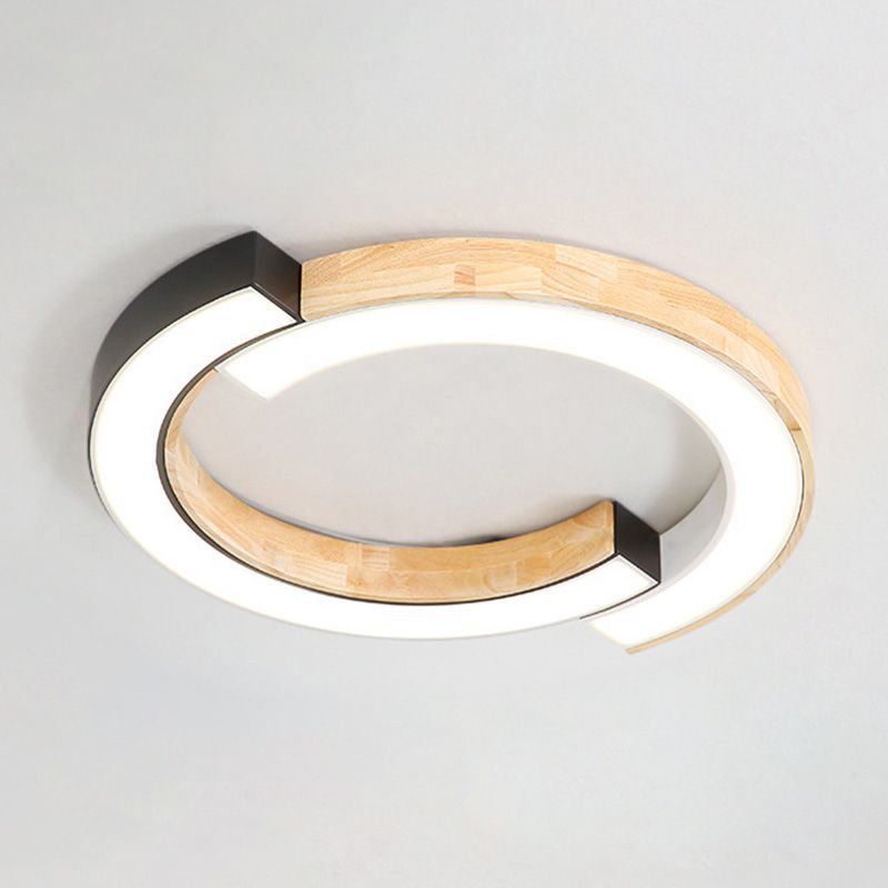 Luminaria de techo empalmada LED geométrica empotrada con arte de madera para sala de estar