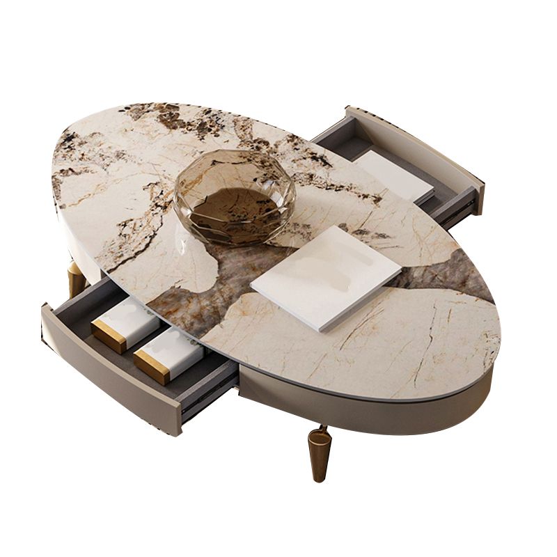 17"H Glam Coffee Table Slate Single Coffee Cocktail Table with Storage