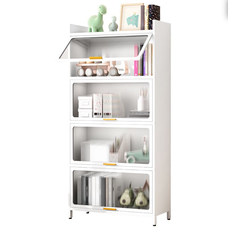 Metal Closed Back Bookcase Standard Glam Bookshelf with Cabinets