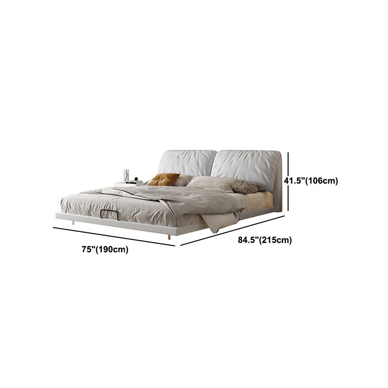 Glam Wood and Upholstered Headboard Bed Steel Frame Standard Bed