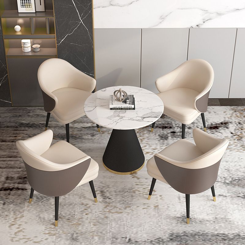 Modern Style Sintered Stone White Dining Room Set with Round Table Formal Dining Table Furniture