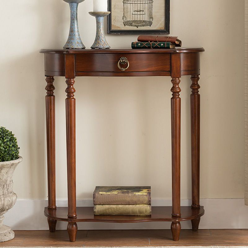 Victorian Rubber Wood End Table Free Form Console Sofa Table for Hall