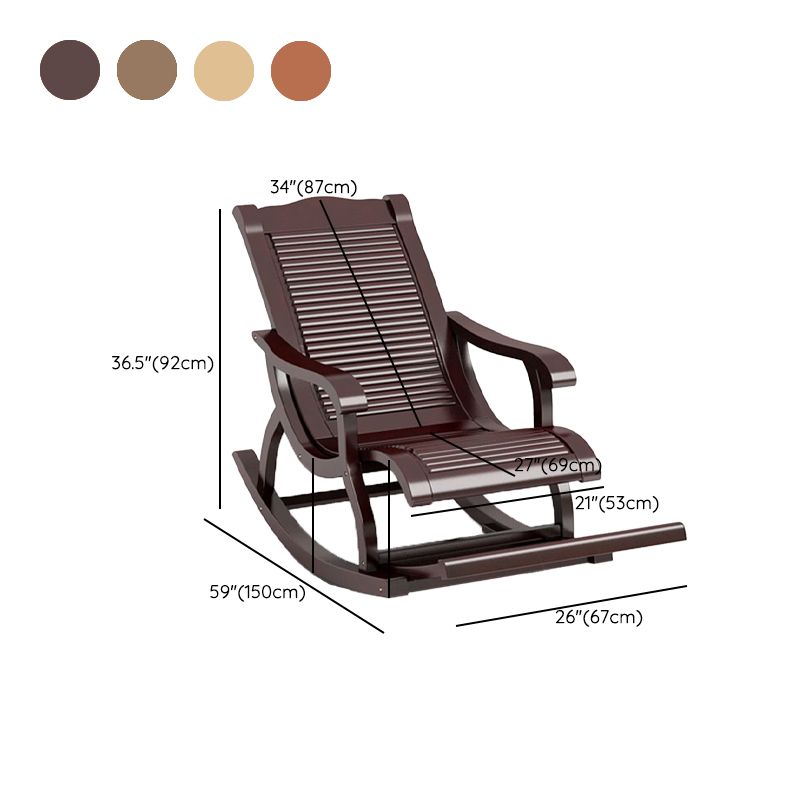 Modern Recliner Chair Solid Wood Indoor Rocking Chair in Brown