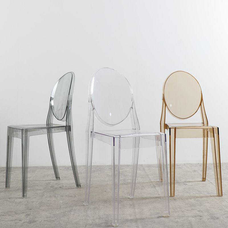 Chaise de salle à manger contemporaine en plastique, chaise à dossier ouvert avec 4 pieds pour la maison